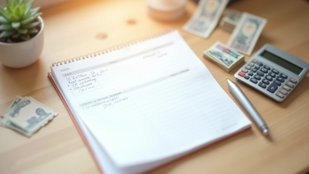 Offenes Kassenbuch mit handschriftlichen Einträgen und Taschenrechner